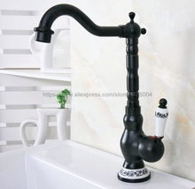 Black Oil Rubbed Brass Bathroom Sink Basin Faucet Single Ceramic Handle Single Hole Deck Mounted basin tap Nnf657 2024 - buy cheap