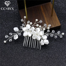 Cc pentes de cabelo coroa tiara, acessórios de cabelo para noiva, casamento, noiva, cristal, strass, pérola, chapéu m093 2024 - compre barato