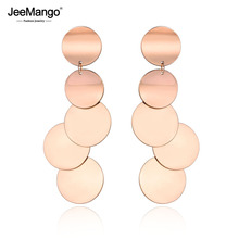 JeeMango Trendy Stainless Steel 5Pcs Combined Circle Stud Earrings Bohemia Geometric Jewelry For Women Girl JE19078 2024 - buy cheap