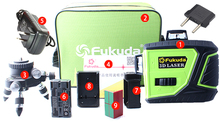Fukuda-Nivel láser 3D, herramienta de nivelación de 12 líneas, batería de litio MW-93T, luz verde/roja, línea cruzada autonivelante Vertical y Horizontal, 360 2024 - compra barato