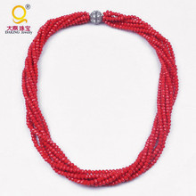 Collar de cristal rojo de siete capas para mujer, Gargantilla de cuentas brillantes con cierre magnético, joyería 2016 2024 - compra barato