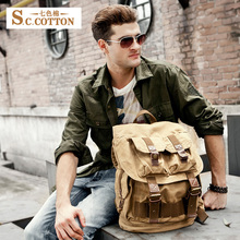 Men's Women's Vintage Canvas Leather Cotton Rucksack Mountaineering Book Travel Military Backpack School Bag 2024 - buy cheap