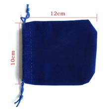 1 Pc 10*12 cm Dark Blue Velvet Bolsa Com Cordão Saco/Saco De Jóias De Natal/Presente de Casamento Bag cópia do logotipo 2024 - compre barato