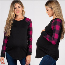 Plaid Patchwork Pregnancy Tops Maternity Tees Maternity Clothes For Pregnant Women Top T-shirts Maternity Clothing 2019 Spring 2024 - buy cheap