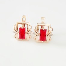 Women Drop Earring 585 Rose Gold Color Jewelry Office Style Red Square Shape New Earring 2024 - buy cheap