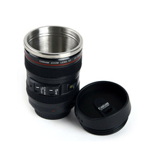 Tazas de cámara de emulación de lentes de moda, lente de cámara, taza de té y café de acero inoxidable, tazas creativas con tapa, 400ML 2024 - compra barato