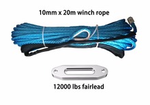 Cabrestante sintético de 10mm x 20m, cuerda/línea/uhmwpe 12000lbs con cable de fibra, carenado para todoterreno/4wd/atv/utv/4x4 2024 - compra barato