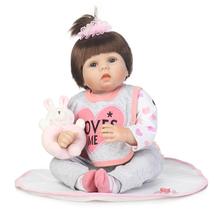 NPK 22" bebe reborn doll lifelike girl reborn babies silicone dolls toys with blue eyes for children xmas gift bonecas doll lol 2024 - buy cheap