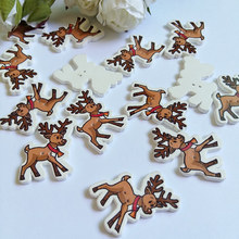 40Pcs Christmas deer Buttons 2 Holes Printing Wooden Buttons Decorative Christmas Scrapbooking Sewing Accessories 2024 - buy cheap