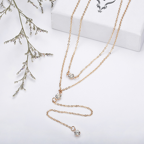 Женское многослойное ожерелье золотого цвета, модное длинное ожерелье, подарок для девочки, оптовая продажа, X106 2022 - купить недорого