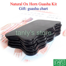 Good quality! Square rippled edge shoulders & back massager guasha kit Scrapping plate 100% Buffalo Horn 25pcs/lot gift chart 2024 - buy cheap