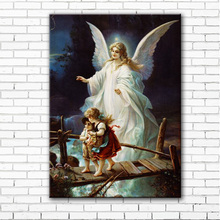 free shipping White angel printed on canvas guardian angel oil painting canvas prints home wall art decoration picture 2024 - buy cheap