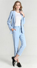 Light Blue Women Business Pantsuits Office Uniform Formal Pant Suits for Weddings Ladies Trouser Suit Jacket+Pants Custom Made 2024 - buy cheap