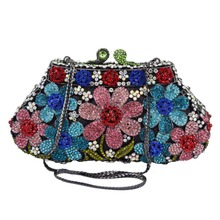 Bolso de mano con diseño de flores de colores para mujer, bolsa de noche femenina, con cadena, Para Boda y novia, SC790 2024 - compra barato
