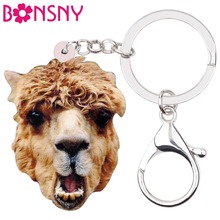 Bonsny Acrylic Peru Alpaca Key Chains Keychains Holders African Animal Jewelry Gift For Women Girls Bag Car Charms Purse Pendant 2024 - buy cheap