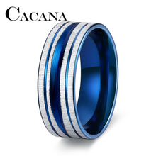 Синие стальные кольца CACANA для Мужчин, Ювелирные изделия, классическое мужское синее кольцо из нержавеющей стали, тонкое синее кольцо высшего качества 2024 - купить недорого
