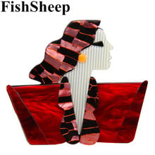 FishSheep 2018 Trendy Ladies Acrylic Figure Large Brooch Big Resin Portrait Brooches And Pins Female Clothing Accessories Gifts 2024 - buy cheap