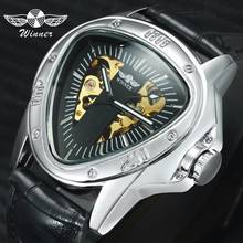 WINNER Official Fashion Sport Automatic Mechanical Mens Watches Top Brand Luxury Leather Strap Skeleton Dial Triangle Wristwatch 2024 - buy cheap