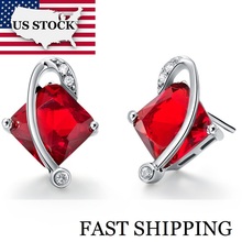 USA STOCK Uloveido Wedding Silver Color Square Earrings for Women Purple Brincos Earing Bijoux Crystal Fashion Jewelry R496 2024 - buy cheap