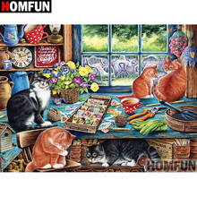 Homfun Full Square/Round Drill 5D DIY Diamond Painting "cat"3D Embroidery Cross Stitch Home Decor Gift A09375 2024 - buy cheap