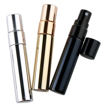 Botella de tubo de vidrio UV de 10ml, atomizador recargable de 17mm de diámetro, negro, dorado y plateado, mini botella de Perfume portátil 2024 - compra barato