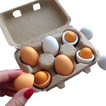 Juego de simulación de huevos de madera para niños, juguete Montessori de cocina, juguete de comida, Educación Temprana, 6 uds. 2024 - compra barato