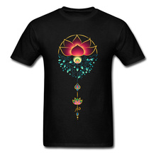 Lotus T-shirt Print Men Black T Shirts Hinduism Buddism Floral Tshirt Cotton Fabric Family Gift Clothes Tops & Tees Wholesale 2024 - buy cheap