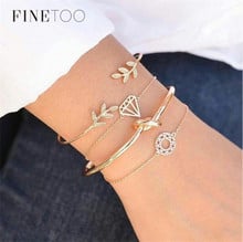 4PCS/Set Gold Color Stackable Filigree Triangle Branch Knot Cuff Bracelets Set Boho Geometric Bracelets Bangles for Women 2024 - buy cheap