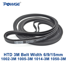 POWGE HTD 3M Timing belt C=1002 1005 1014 1050 width 6/9/15mm Teeth 334 335 338 350 HTD3M synchronous 1005-3M 1014-3M 1050-3M 2024 - buy cheap