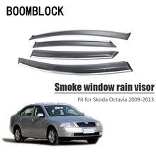 Boombloco capa para janela de carro, 4 unidades, viseira, sol, chuva, defletor, toldo, proteção abs para skoda octavia 2009, 2010, 2011, 2012 2024 - compre barato