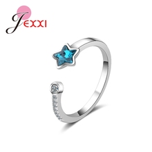 Opening 925 Sterling Silver Women Finger Rings Filled Stars 5A Cubic Zirconia Bridal Wedding Engagement Sterling-Silver Anillo 2024 - buy cheap