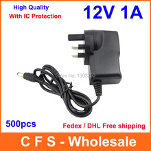 500pcs AC DC 12V 1A Power Supply Adapter with IC version Adaptor Free shipping High Quality wholesale UK Plug 2024 - buy cheap