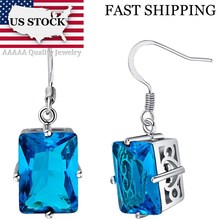 Uloveido-pendientes de gota de cristal azul para boda para mujer, joyería de plata Vintage, aretes morados, envío gratis, R550, Estados Unidos 2024 - compra barato