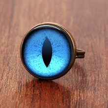SUTEYI-abalorio de Ojo de Dragón azul Vintage, cúpula de cristal de ojo de Gato Azul, cabujón, regalo para enviar a un amigo, anillos ajustables, 100% hecho a mano 2024 - compra barato