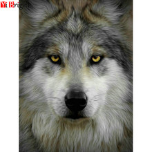 Pintura com miçangas diy 5d imagem de ponto cruz de animais imagem bordada padrão com diamante mosaico de lobo adesivos artesanatos decora xy1 2024 - compre barato