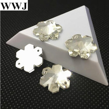 Flatback ice flowers / frost flowers shape Sew On Stones Crystal Clear Color 2holes 18mm 28mm Sewing Glass Crystal 2024 - buy cheap