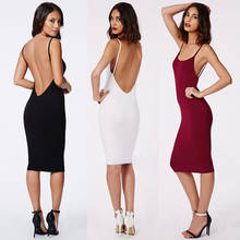 Free shipping 3 Color 2015 Fashion Women Backless Spaghetti Strap Sexy Dress Casual Tight Sleeveless Party Dresses Vestidos 2024 - buy cheap