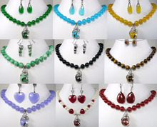 Free shipping 293 9 color-blue/yellow/green/black/purple/red /pearl necklace pendant earrings can choose 2024 - buy cheap