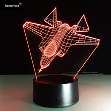 Suprimento de luz noturna 3d avião, avião de controle visual, lâmpada de mesa com luz jato, decoração de casa led, usb, decoração de cabeceira para bebês, presente 2024 - compre barato