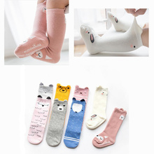 1 пара детских зимних носков с рисунками из мультфильмов, Нескользящие хлопковые длинные носки с животными для маленьких мальчиков и девочек, гольфы для новорожденных и малышей 0-24 месяцев 2024 - купить недорого
