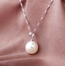 14mm Women White shell Pearl Oyster Drop Pendant Silver Chain Jewelry Pendant Necklace 2024 - buy cheap