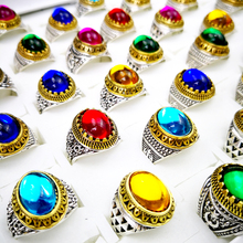 20pçs anel feminino/masculino com muitos anéis joias coloridas de cristal de vidro, acessórios por atacado embalagens 2024 - compre barato