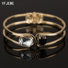 Yfjewe pulseira feminina, bracelete da moda, cor dourada, elegante, com cristais, b004 2024 - compre barato