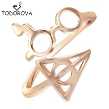 Todorova Wholesale Fashion Rings Female Lightning Scar Glasses Deathly Hallows Rings for Women Girl Christmas Gift 2024 - купить недорого