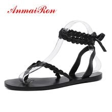 ANMAIRON New Arrival Woman Sandals 2019 Summer Genuine Leather Gladiator Zapatos De Mujer  Shoes Woman Sandals Size 34-39 LY1365 2024 - buy cheap