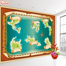 ShineHome-papel tapiz fotográfico para sala de estar 3 d para niños, rollos de papel de pared 3d, Mural de islas, tienda de mapas, decoración del hogar 2024 - compra barato