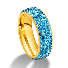 Luxukisskids-anel de casamento feminino para casais, aço inoxidável, zircônio, tamanho eua, conjunto dourado/aço 2024 - compre barato