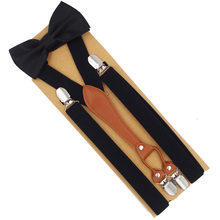 Conjunto de Tirantes de cuero con 4 Clips para pantalón, Tirantes informales Vintage con lazo, color negro, novedad 2024 - compra barato