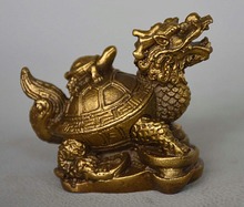 China FengShui Pure Brass Wealth Money Dragon Turtle Tortoise Figurine Statue 2024 - buy cheap