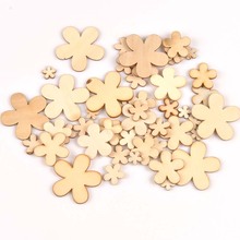 50pcs Natural mix Flower pattern wood Scrapbooking Carft for Home decoration party ornament diy 10-35mm MT0699 2024 - buy cheap